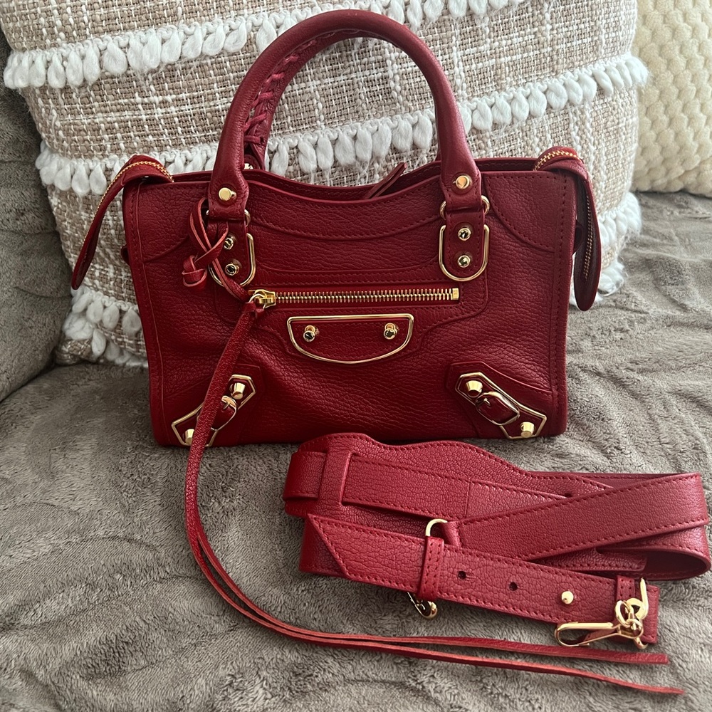 NEW Balenciaga Mini City in Rouge Groseille